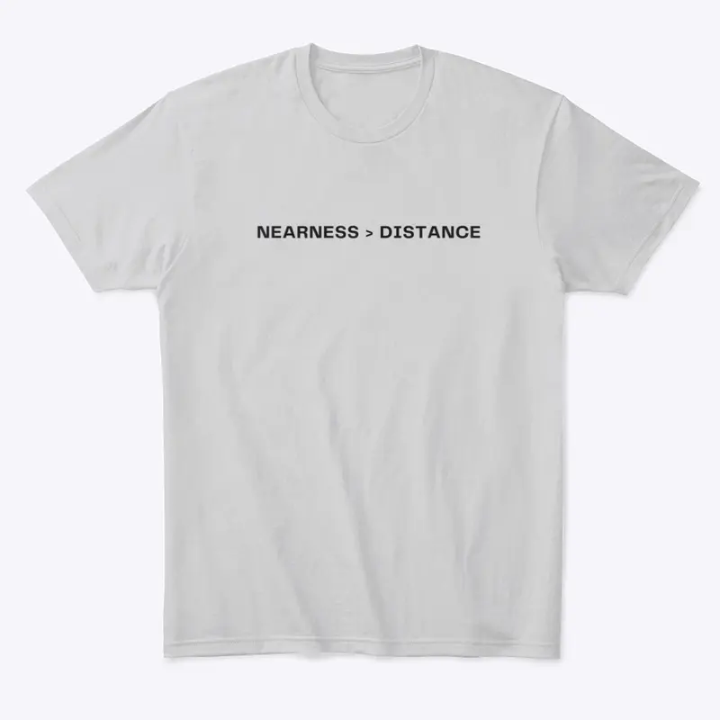 nearness/distance black letters