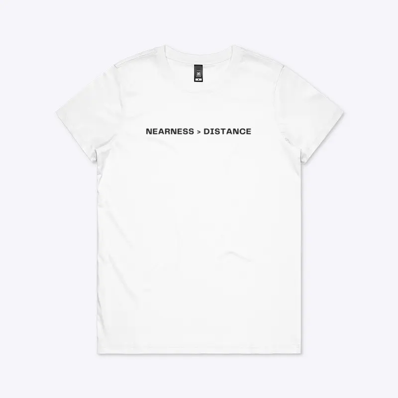 nearness/distance black letters